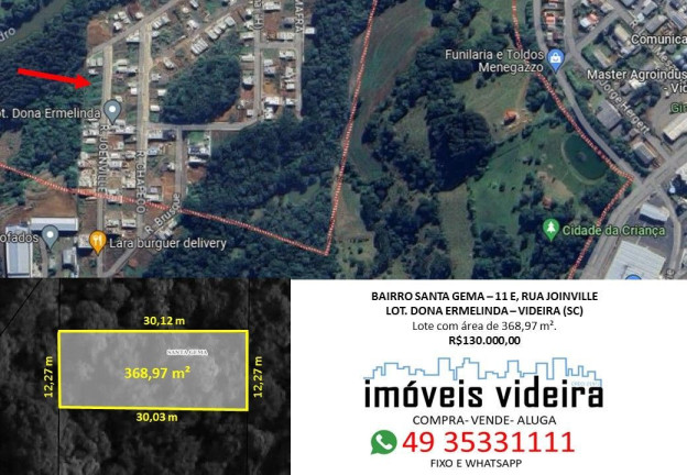Terreno à Venda, 368 m² em Santa Gema - Videira
