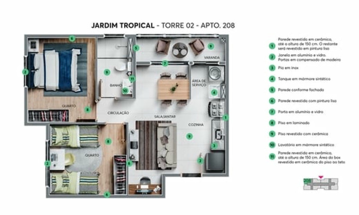 Imagem Apartamento com 2 Quartos à Venda, 41 m² em Portal Do Sol - João Pessoa