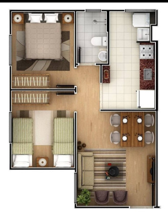 Imagem Apartamento com 2 Quartos à Venda, 47 m² em Jardim Tatiana - Votorantim