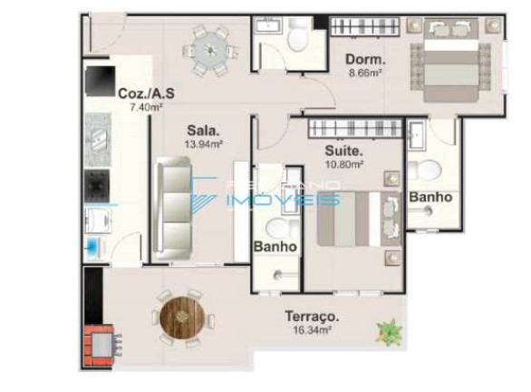 Imagem Apartamento com 1 Quarto à Venda, 52 m² em Aviação - Praia Grande