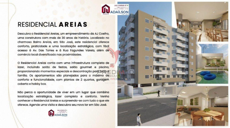 Imagem Apartamento com 2 Quartos à Venda, 55 m² em Areias - São José Imagem Apartamento com 2 Quartos à Venda, 55 m² em Areias - São José