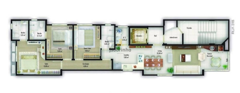 Apartamento com 3 Quartos à Venda, 102 m² em Meia Praia - Itapema