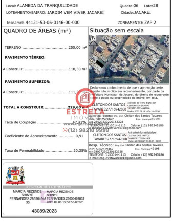 Imagem Terreno à Venda, 250 m² em Condomínio Vem Viver Jacareí - Jacareí