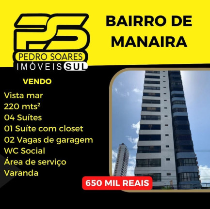 Flat com 4 Quartos à Venda, 220 m² em Manaíra - João Pessoa