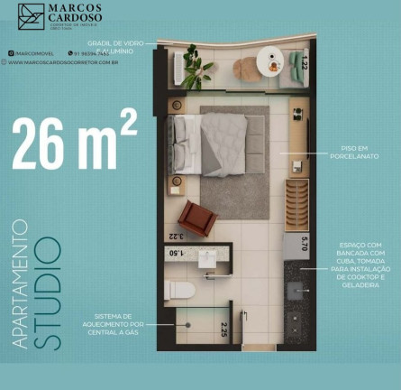 Imagem Imóvel com 1 Quarto à Venda, 26 m² em Meireles - Fortaleza