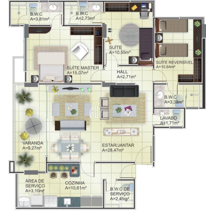Imagem Apartamento com 3 Quartos à Venda, 118 m² em Jóquei - Teresina Imagem Apartamento com 3 Quartos à Venda, 118 m² em Jóquei - Teresina