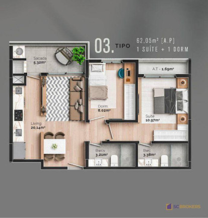 Imagem Apartamento com 2 Quartos à Venda, 62 m² em São Judas - Itajaí