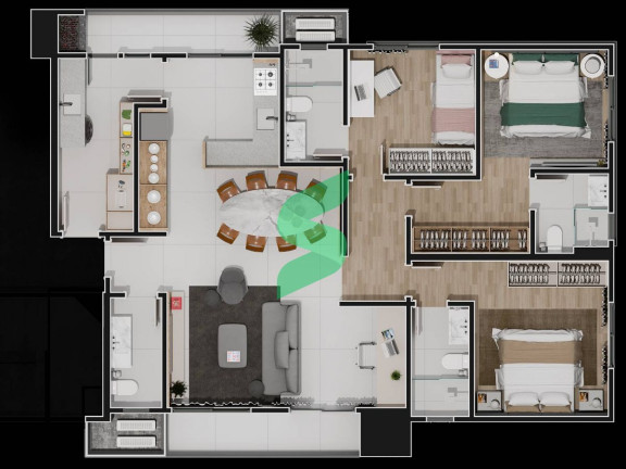 Imagem Apartamento com 2 Quartos à Venda, 63 m² em América - Joinville