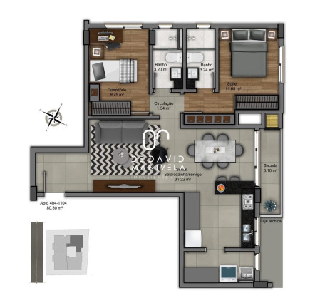 Apartamento com 2 Quartos à Venda, 80 m² em Nossa Senhora De Lourdes - Santa Maria