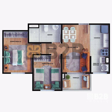 Imagem Apartamento com 2 Quartos à Venda, 46 m² em Jardim Contorno - Bauru Imagem Apartamento com 2 Quartos à Venda, 46 m² em Jardim Contorno - Bauru