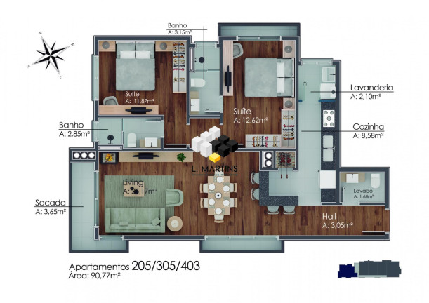 Imagem Apartamento com 1 Quarto à Venda, 54 m² em Av. Central - Gramado Imagem Apartamento com 1 Quarto à Venda, 54 m² em Av. Central - Gramado