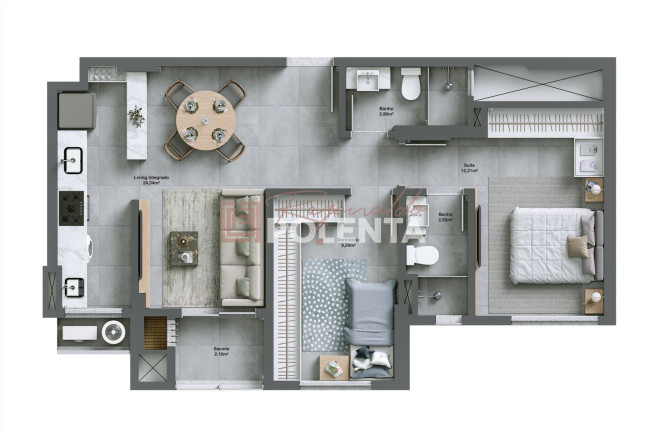 Imagem Apartamento com 2 Quartos à Venda, 65 m² em Comerciário - Criciúma Imagem Apartamento com 2 Quartos à Venda, 65 m² em Comerciário - Criciúma