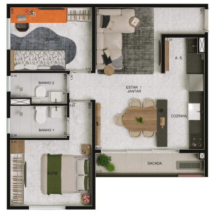 Imagem Apartamento com 2 Quartos à Venda, 85 m² em Fazenda Santa Rita - Conjunto Residencial Alto Oriente - Goiânia Imagem Apartamento com 2 Quartos à Venda, 85 m² em Fazenda Santa Rita - Conjunto Residencial Alto Oriente - Goiânia