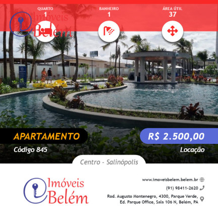 Imagem Apartamento com 1 Quarto para Alugar, 37 m² em Centro - Salinópolis