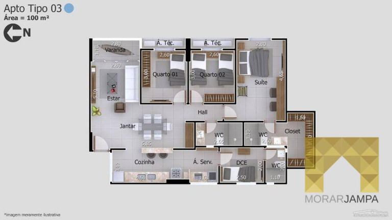 Imagem Apartamento com 3 Quartos à Venda, 94 m² em Bancários - João Pessoa Imagem Apartamento com 3 Quartos à Venda, 94 m² em Bancários - João Pessoa