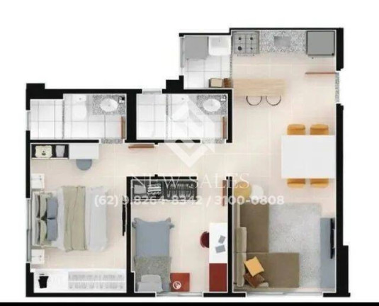 Imagem Apartamento com 2 Quartos à Venda, 56 m² em Vila Rosa - Goiânia Imagem Apartamento com 2 Quartos à Venda, 56 m² em Vila Rosa - Goiânia