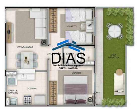 Imagem Apartamento com 2 Quartos à Venda, 67 m² em Altos Do Jaraguá - Araraquara