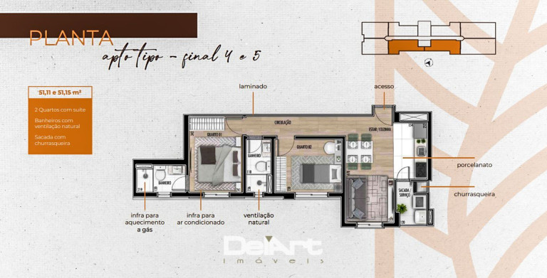 Imagem Apartamento com 2 Quartos à Venda, 48 m² em Bairro Alto - Curitiba