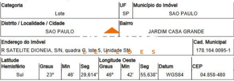 Terreno à Venda, 1.144 m² em Jardim Casa Grande - São Paulo