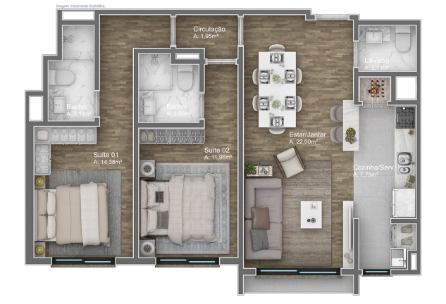 Imagem Apartamento com 2 Quartos à Venda, 78 m² em Av. Central - Gramado Imagem Apartamento com 2 Quartos à Venda, 78 m² em Av. Central - Gramado