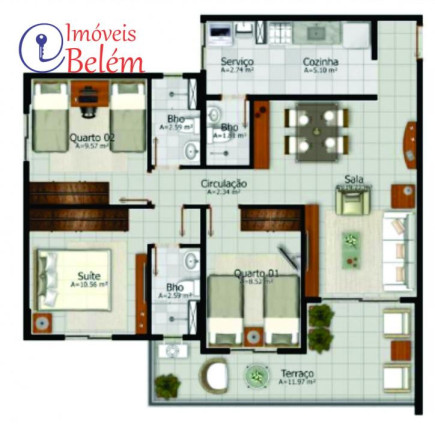 Imagem Apartamento com 2 Quartos à Venda, 72 m² em Marambaia - Belém Imagem Apartamento com 2 Quartos à Venda, 72 m² em Marambaia - Belém