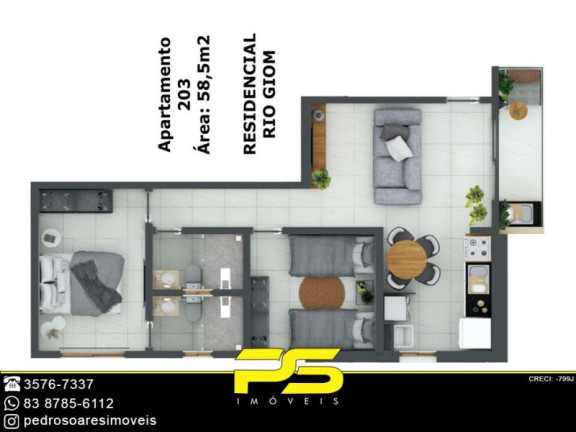Imagem Apartamento com 2 Quartos à Venda, 55 m² em Jardim Cidade Universitária - João Pessoa