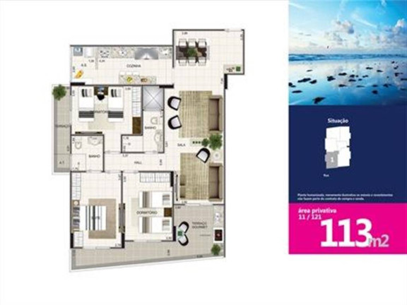 Apartamento com 3 Quartos à Venda, 113 m² em Aviação - Praia Grande