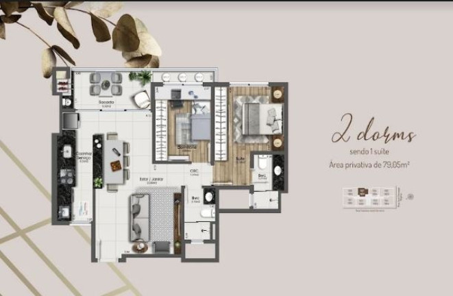 Imagem Apartamento com 2 Quartos à Venda, 79 m² em Kobrasol - São José Imagem Apartamento com 2 Quartos à Venda, 79 m² em Kobrasol - São José