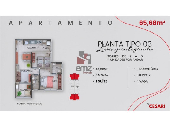 Imagem Apartamento com 2 Quartos à Venda, 63 m² em Vila Planalto - Campo Grande Imagem Apartamento com 2 Quartos à Venda, 63 m² em Vila Planalto - Campo Grande