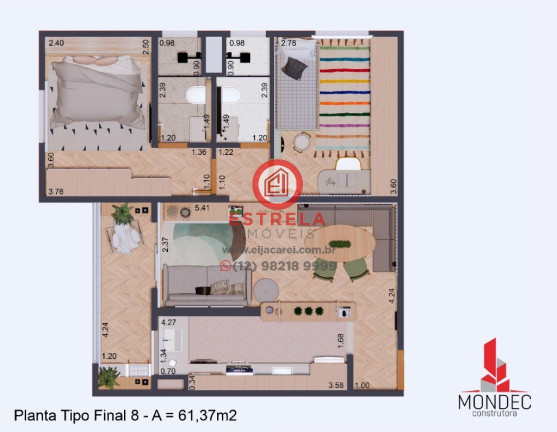 Imagem Imóvel com 2 Quartos à Venda, 62 m² em Jardim Santa Maria - Jacareí
