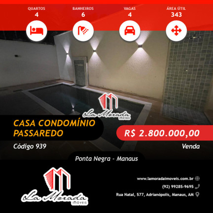 Casa com 4 Quartos à Venda, 343 m² em Ponta Negra - Manaus
