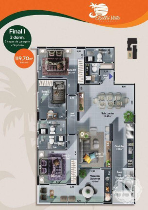 Imagem Apartamento com 3 Quartos à Venda, 119 m² em Centro - Itanhaém Imagem Apartamento com 3 Quartos à Venda, 119 m² em Centro - Itanhaém