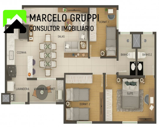 Imagem Apartamento com 2 Quartos à Venda, 60 m² em Cidade Nova I - Indaiatuba