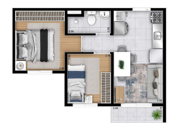 Apartamento com 2 Quartos à Venda, 31 m² em Guaianases - São Paulo