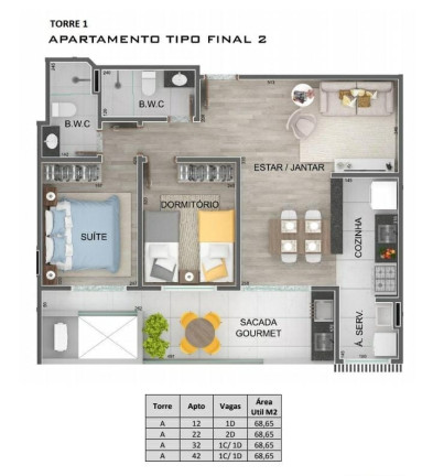 Apartamento com 2 Quartos à Venda, 68 m² em Itaguá - Ubatuba