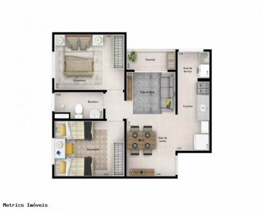 Imagem Imóvel com 2 Quartos à Venda, 48 m² em Jardim Promeca - Várzea Paulista