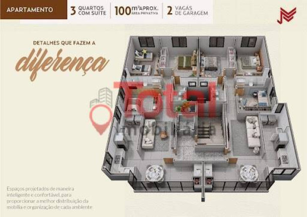 Apartamento com 3 Quartos à Venda, 100 m² em Iguaçu - Ipatinga