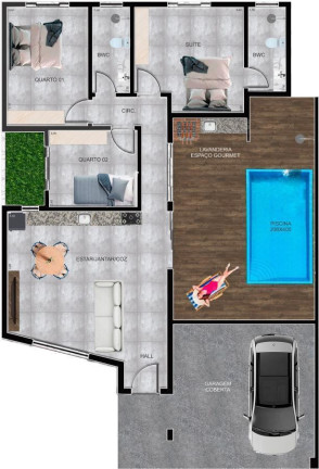 Imagem Imóvel com 3 Quartos à Venda, 115 m² em Bela Vista - Palhoça