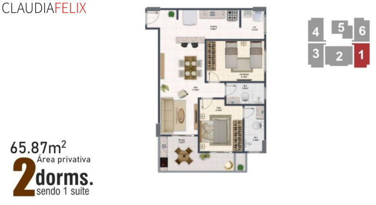 Imóvel com 2 Quartos à Venda, 65 m² em Ocian - Praia Grande
