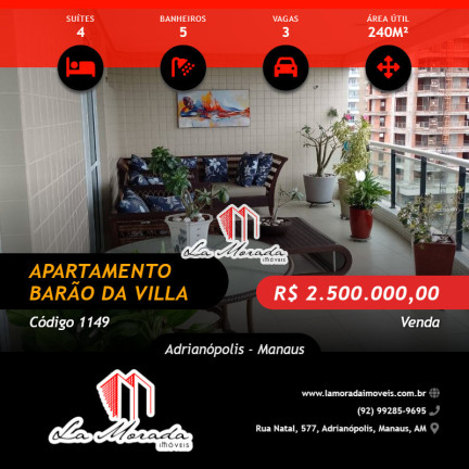 Apartamento com 4 Quartos à Venda, 240 m² em Adrianópolis - Manaus