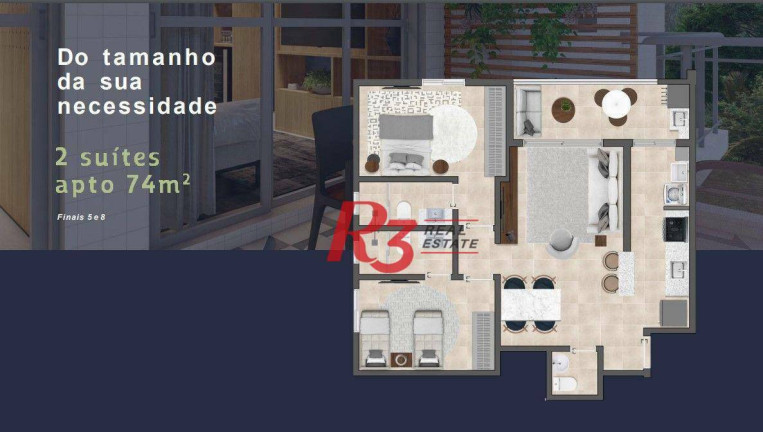 Apartamento com 2 Quartos à Venda, 74 m² em Boqueirão - Santos