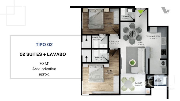 Imagem Apartamento com 2 Quartos à Venda, 70 m² em Morretes - Itapema