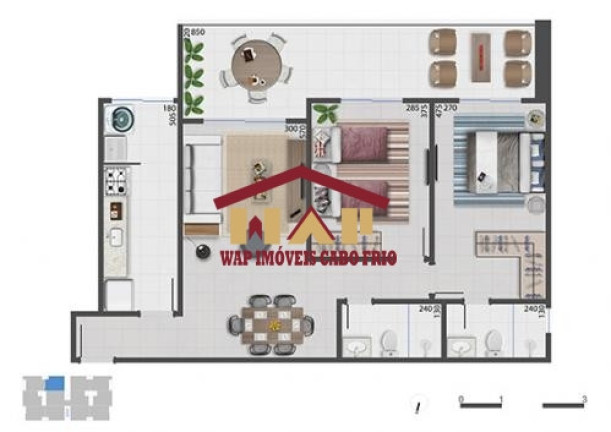 Imagem Apartamento com 2 Quartos à Venda, 80 m² em Jardim Excelsior - Cabo Frio