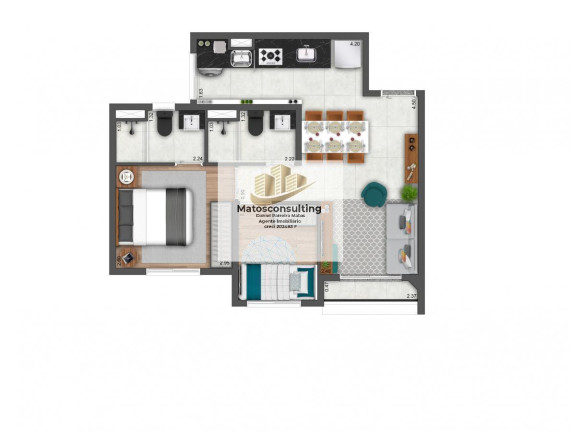 Imagem Imóvel com 2 Quartos à Venda, 45 m² em Vila Lídia - Campinas