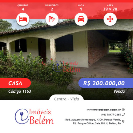Casa com 4 Quartos à Venda, 3.970 m² em Centro - Vigia