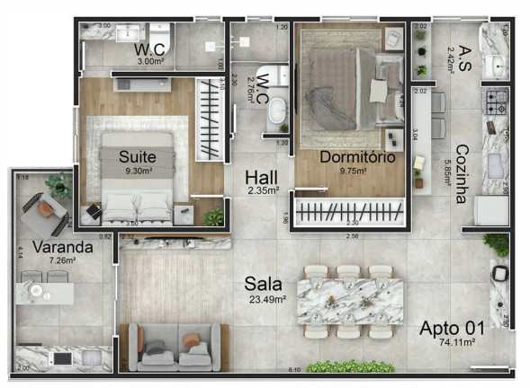 Imagem Apartamento com 2 Quartos à Venda, 74 m² em Caiçara - Praia Grande