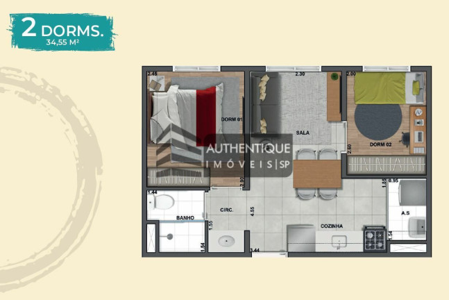 Imagem Apartamento com 2 Quartos à Venda, 44 m² em Santa Maria - Santo André