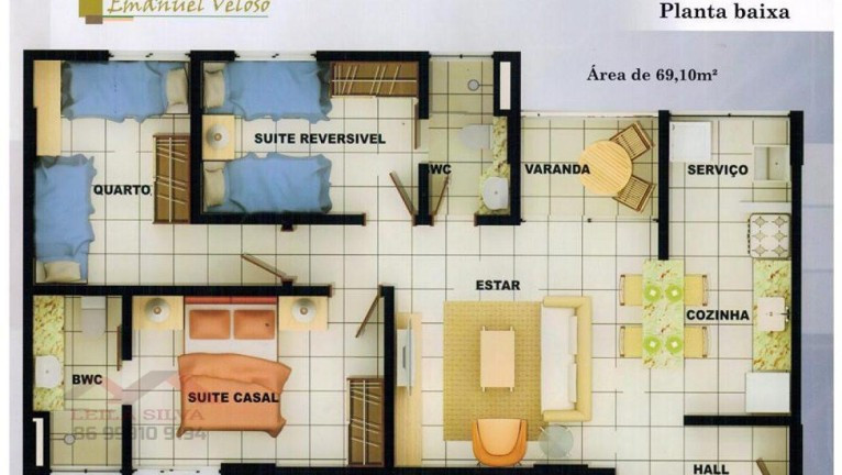 Imagem Apartamento com 3 Quartos à Venda,  em São João - Teresina