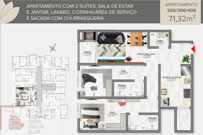 Imagem Apartamento com 2 Quartos à Venda, 72 m² em Cachoeira Do Bom Jesus - Florianópolis