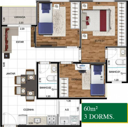 Imagem Apartamento com 2 Quartos à Venda, 6 m² em Caguassu - Sorocaba